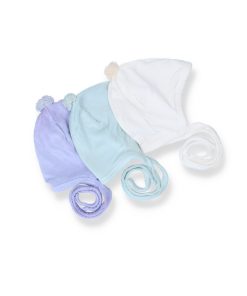 3 kleuren strikmutsjes baby van wol