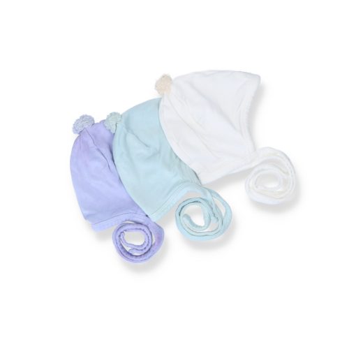 3 kleuren strikmutsjes baby van wol